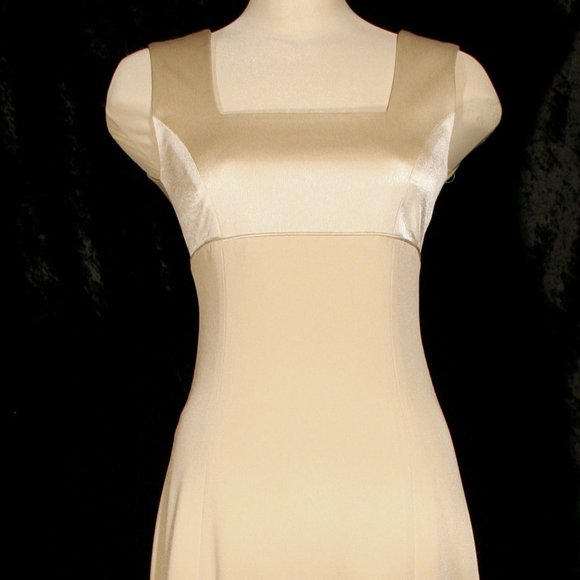Flared Satin back Crepe Long Gown - Picture 1 of 2